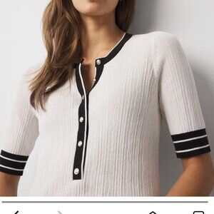 nwt WHITE HOUSE BLACK MARKET elbow sleeve henley sweater m